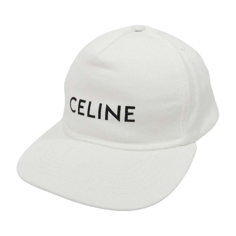 CELINE セリーヌ by Hedi Slimane バイ エディ スリマン ロゴ ベースボール キャップ 帽子 ホワイト系【中古】