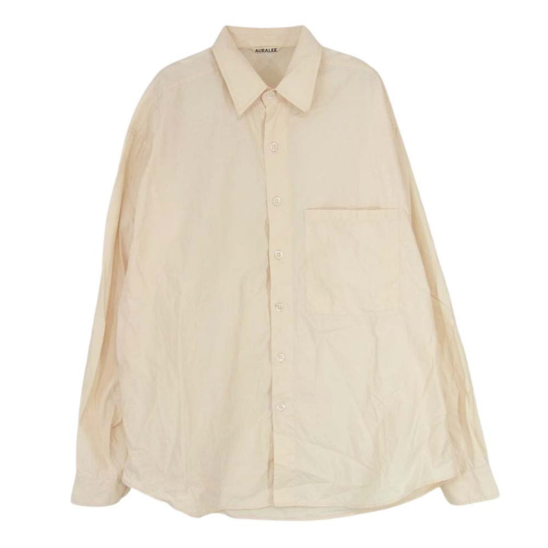 AURALEE オーラリー 20AW A20AS02TN WASHED FINX TWILL BIG SHIRTS 長袖 レギュラーカラー シャツ ベージュ系 4【中古】