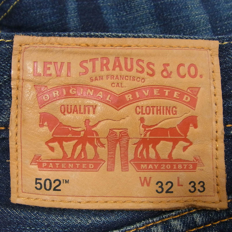 Levi's リーバイス 00502-0222 502 レギュラー ストレート ジップフライ デニム ジーンズ インディゴブルー系 32【中古】