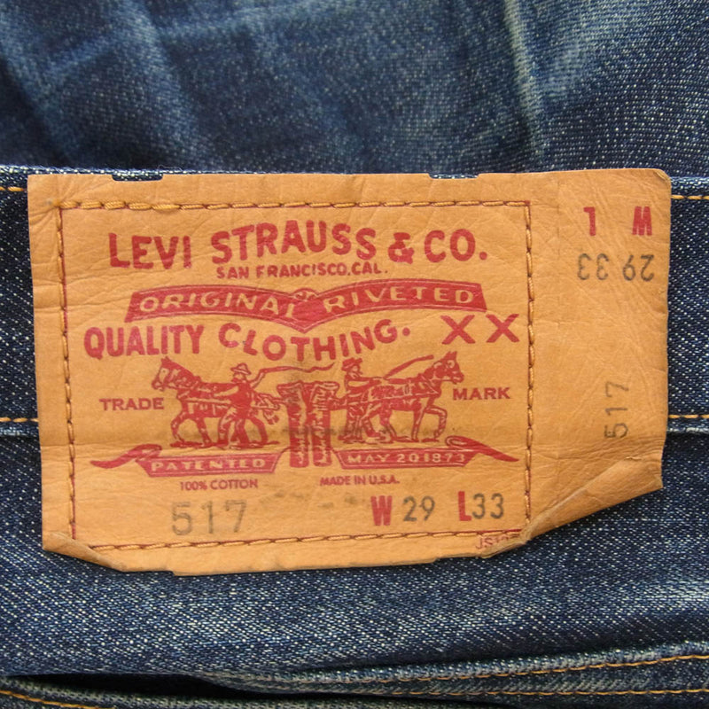 Levi's リーバイス 517 USA製 ブーツ カット デニム ジーンズ インディゴブルー系 29【中古】