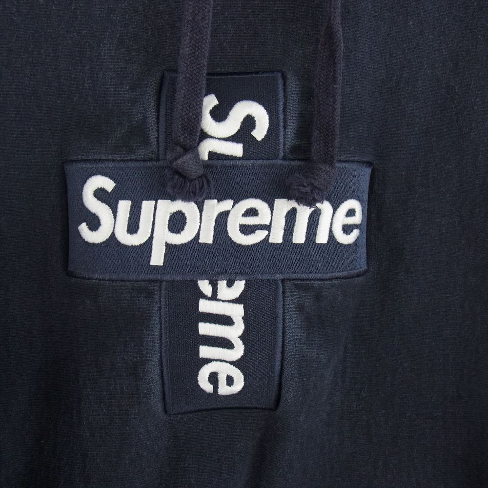 Supreme シュプリーム RN101837 CROSS BOX LOGO Hooded Sweatshirt クロス ボックス ロゴ パーカー ネイビー系 XL【中古】