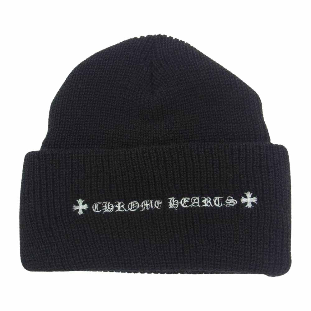 CHROME HEARTS クロムハーツ（原本無） 2024年10月購入レシート付属 国内正規品 WOOL WATCH CAP CHプラス 刺繍 ウール ワッチキャップ ビーニー ニットキャップ ブラック系 23cm【極上美品】【中古】