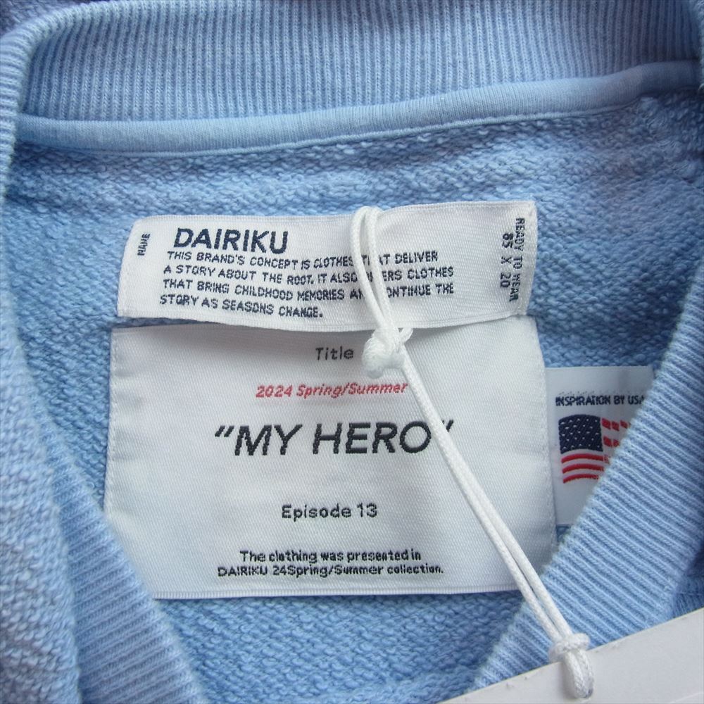 ダイリク 24SS 24SS C-12 MY HERO Sunburn Vintage Pullover Hodie ヴィンテージ加工 後付けフード サンバーン プルオーバー フーディ パーカー ブルー系 M【極上美品】【中古】