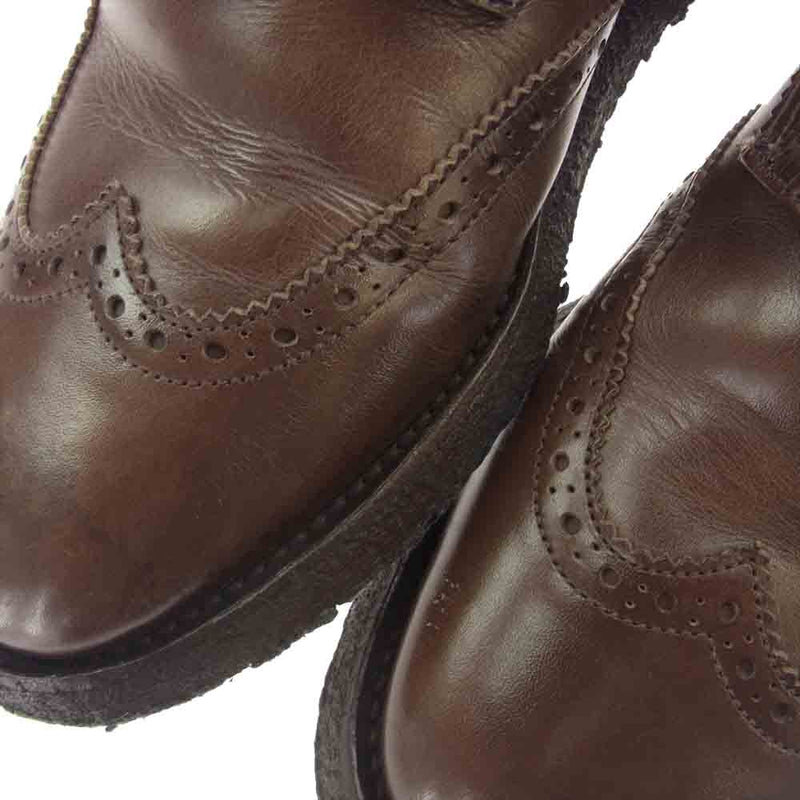 Tricker's トリッカーズ M7008 SHIPS シップス 別注 ウィングチップ 5ホール クレープソール ブーツ レザー シューズ ブラウン系 7【中古】