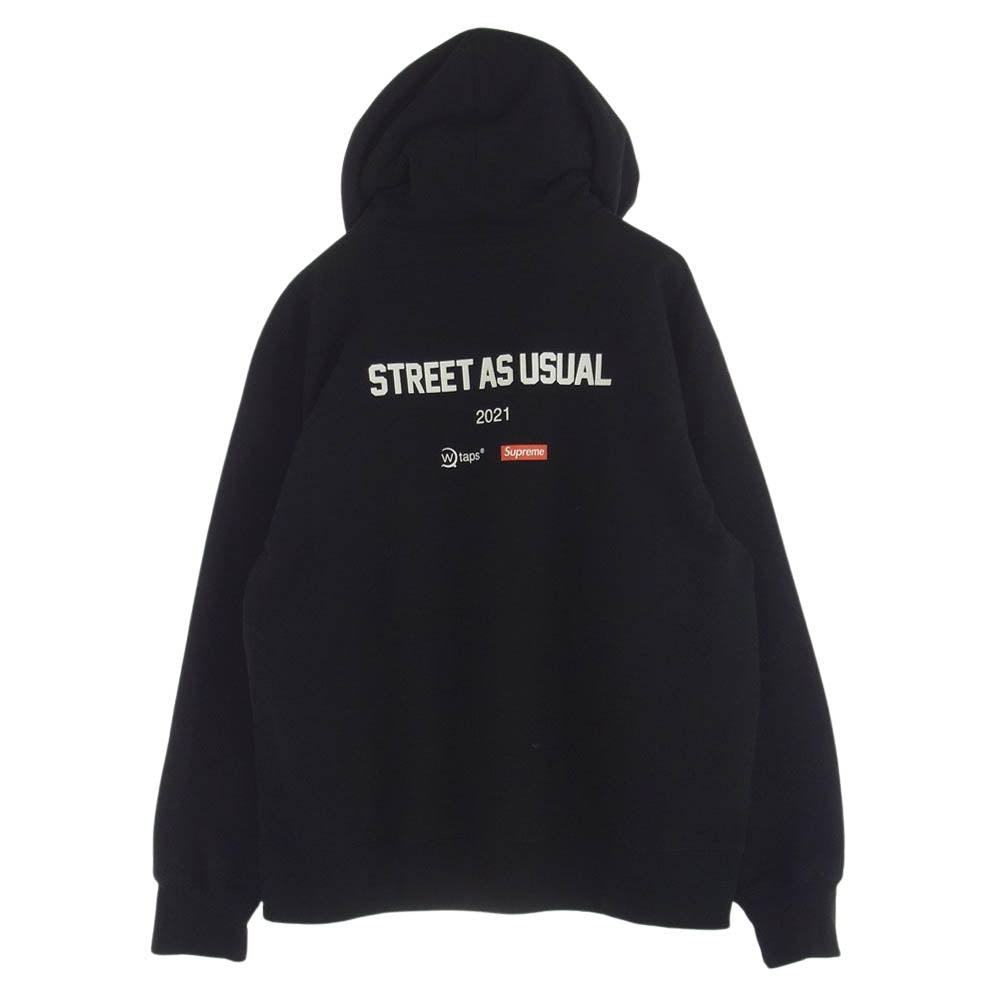 Supreme シュプリーム 21AW × WTAPS ダブルタップス Sicem! Hooded Sweatshirt シリエム フーディー スウェット パーカー ブラック系 L【中古】