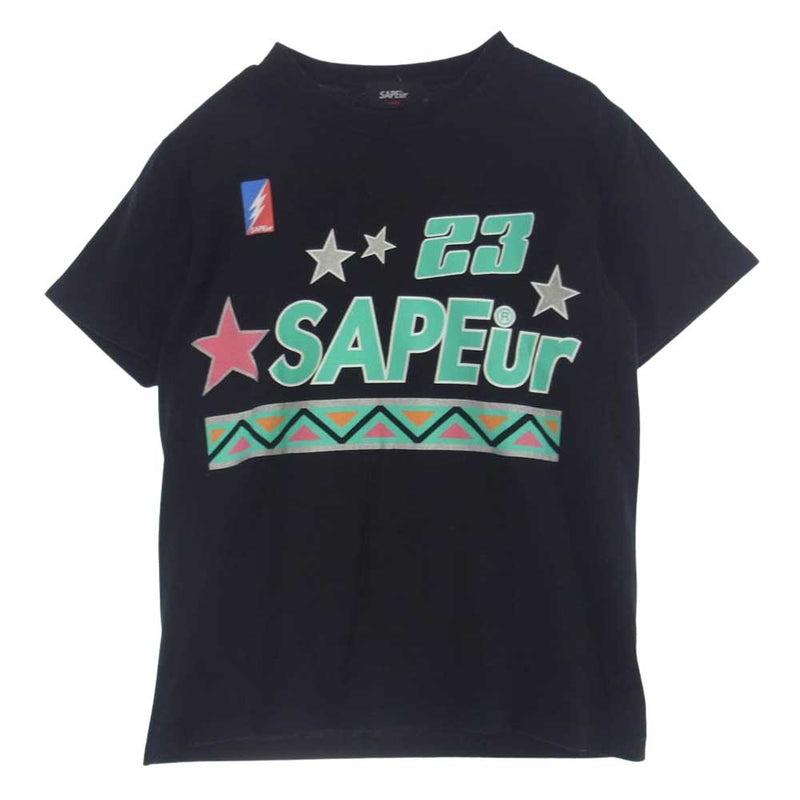 SAPEUR サプール Have a Nice Weekend Tee ロゴ プリント Tシャツ 半袖 ブラック系 L【中古】