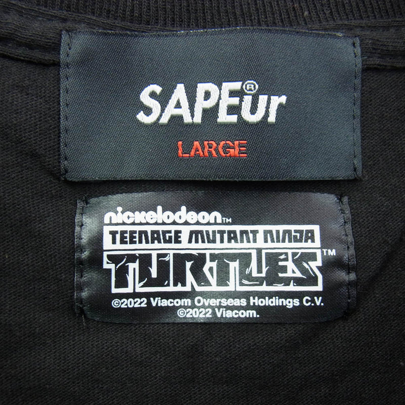 SAPEUR サプール TEENAGE MUTANT NINJA TURTLES TEE タートルズ プリント Tシャツ ブラック系 L【中古】