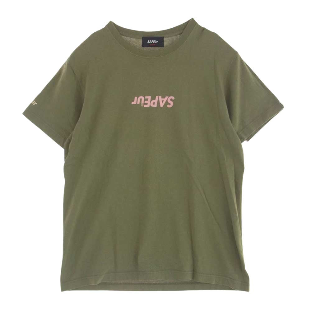 SAPEUR サプール ロッドマン プリント Tシャツ 半袖 バンダナ柄 カーキ カーキ系 L【中古】