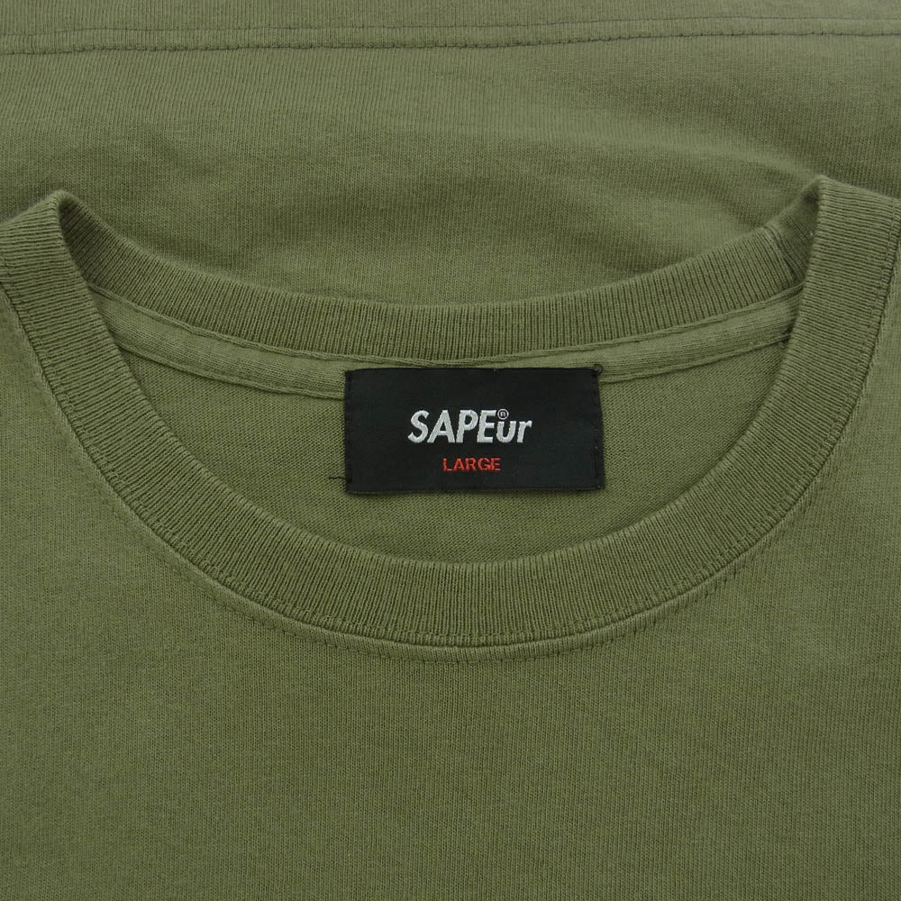 SAPEUR サプール ロッドマン プリント Tシャツ 半袖 バンダナ柄 カーキ カーキ系 L【中古】