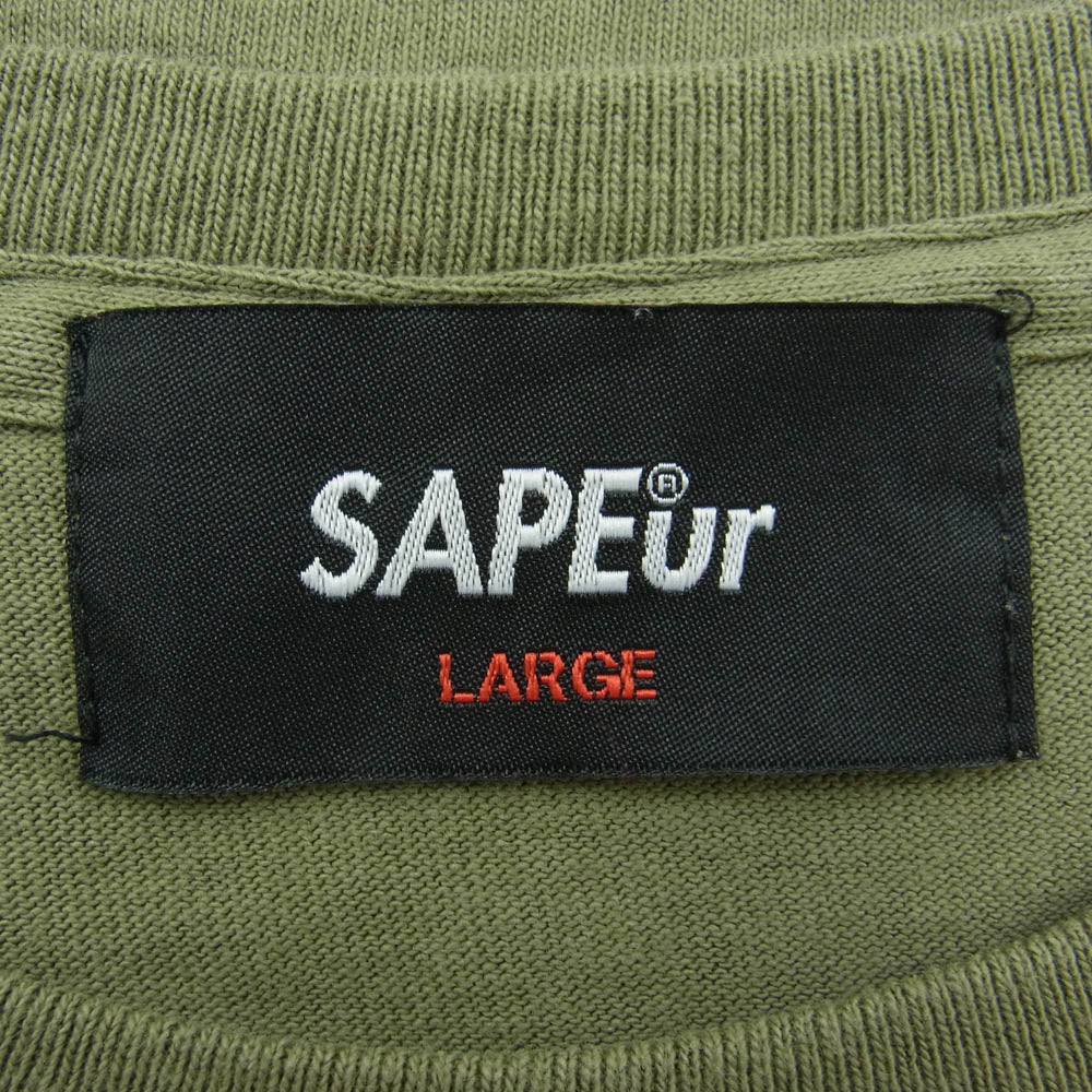 SAPEUR サプール ロッドマン プリント Tシャツ 半袖 バンダナ柄 カーキ カーキ系 L【中古】