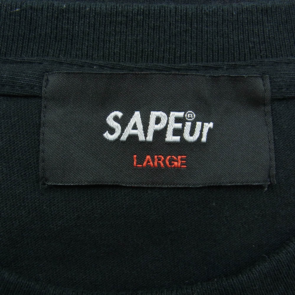 SAPEUR サプール ロッドマン プリント Tシャツ 半袖 バンダナ柄 ブラック ブラック系 L【中古】