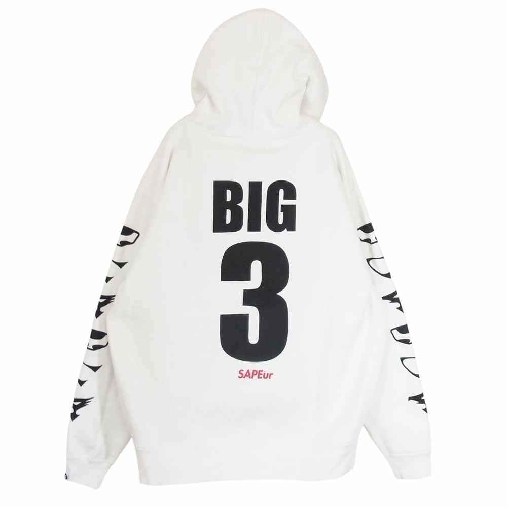 SAPEUR サプール HOODIE BIG3 WHITE タツノコプロコラ コラボ プルオーバー パーカー ホワイト系 L【中古】