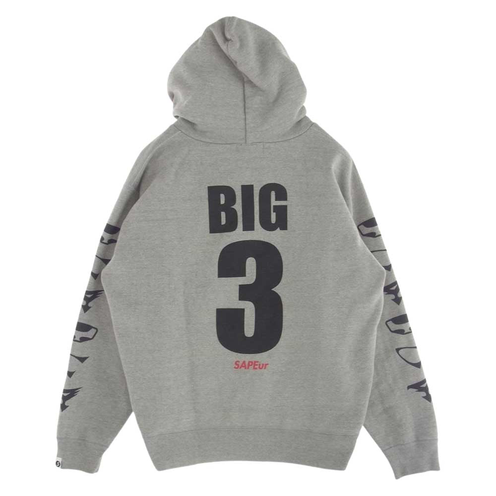 SAPEUR サプール HOODIE BIG3 WHITE タツノコプロコラ コラボ プルオーバー パーカー グレー グレー系 L【中古】