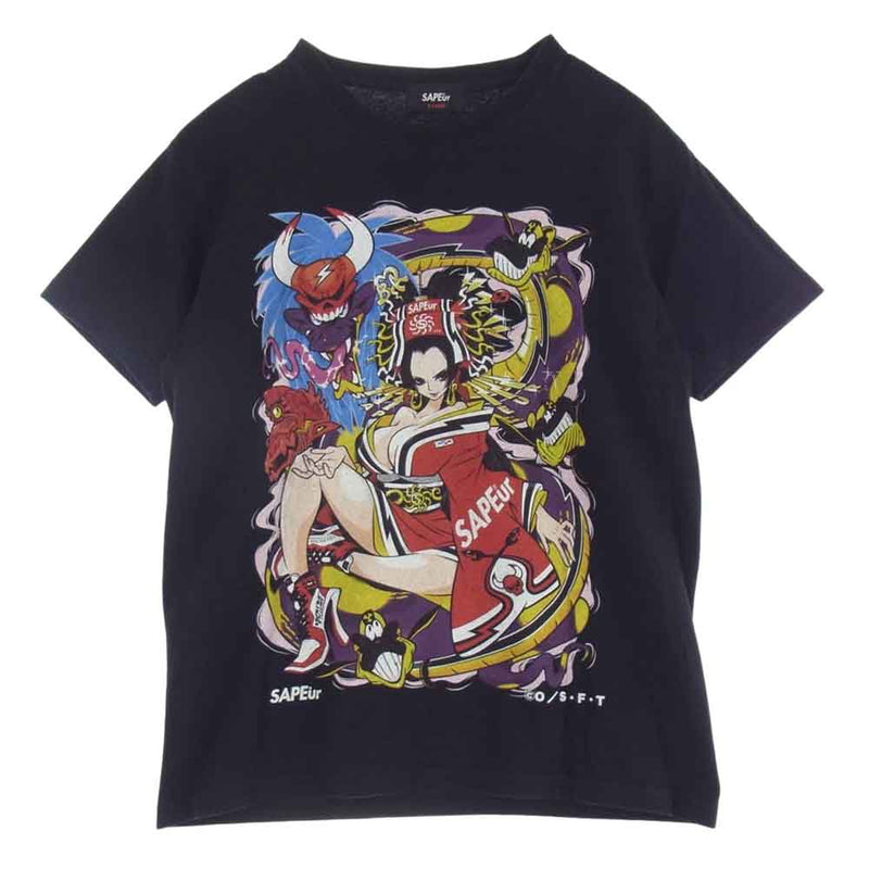 SAPEUR サプール ONEPIECE ワンピース ボアハンコック TEE プリント Tシャツ 半袖 ブラック系 XL【中古】