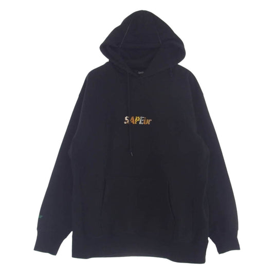 SAPEUR サプール SAFARI A Elegantes HOODIE サファリ ロゴ フーディー  プルオーバー パーカ ブラック系 XL【中古】