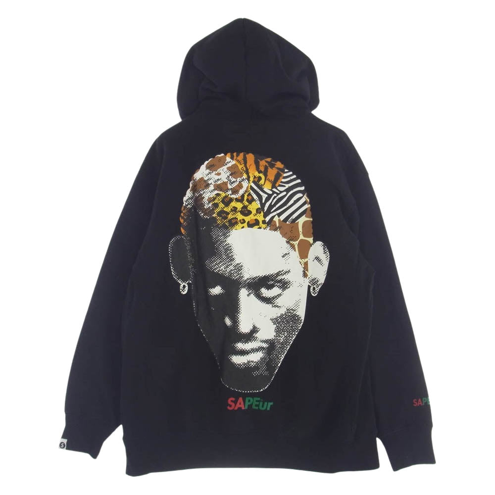 SAPEUR サプール SAFARI A Elegantes HOODIE サファリ ロゴ フーディー  プルオーバー パーカ ブラック系 XL【中古】