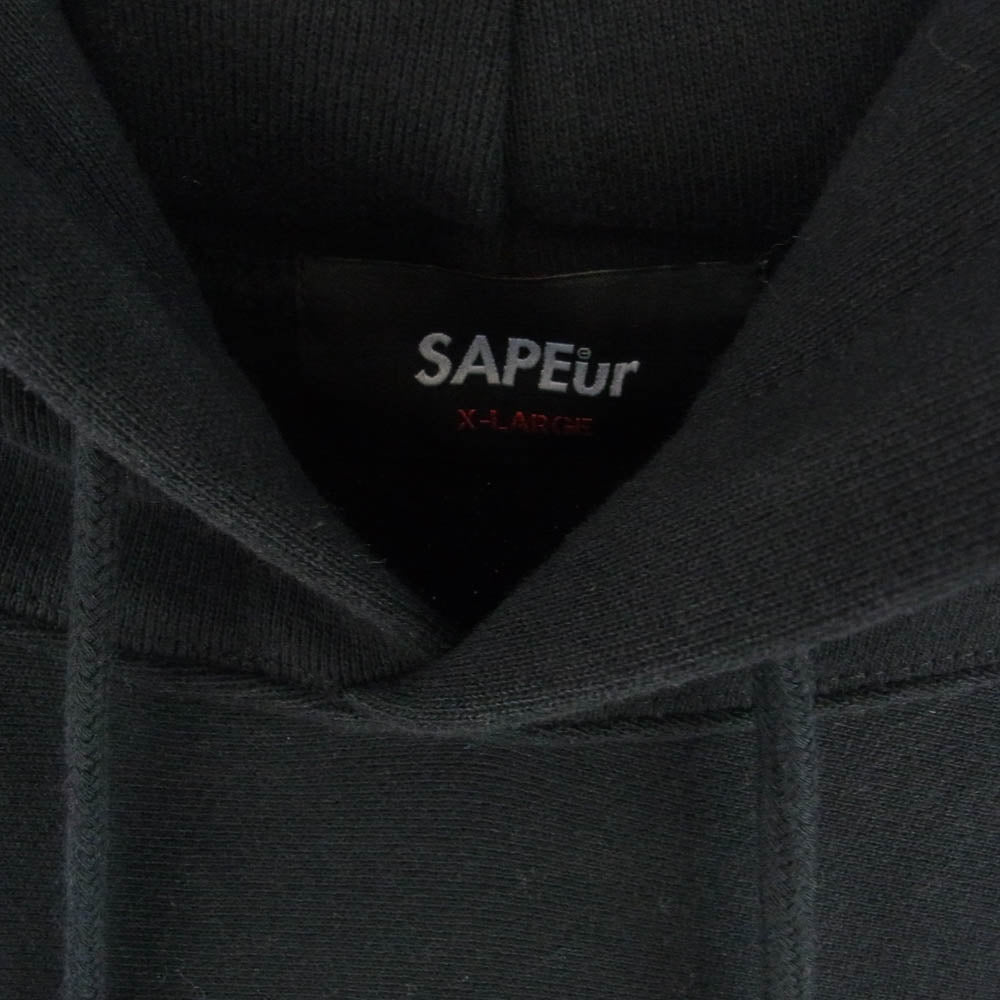 SAPEUR サプール SAFARI A Elegantes HOODIE サファリ ロゴ フーディー  プルオーバー パーカ ブラック系 XL【中古】