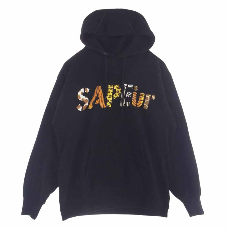 atmos NIGHT SAFARI LOGO HOODIE アトモス ロゴ フーディー プルオーバー パーカ ブラック系 L【中古】