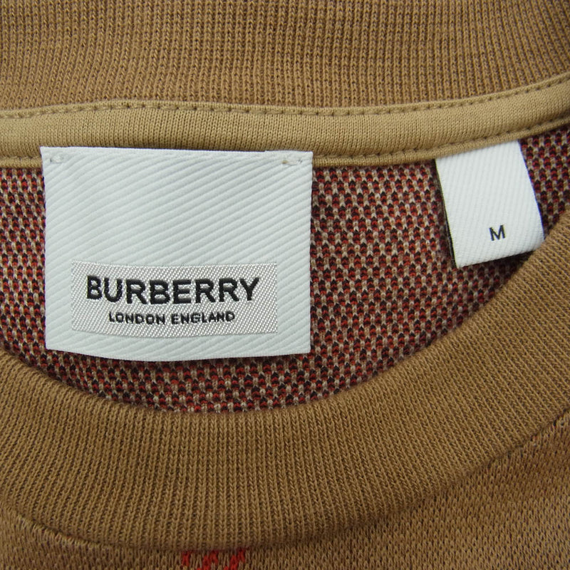 BURBERRY LONDON バーバリー ロンドン 8072665 コットン ニット バーバリーチェック Tシャツ 半袖 ベージュ ブラウン系 M【中古】