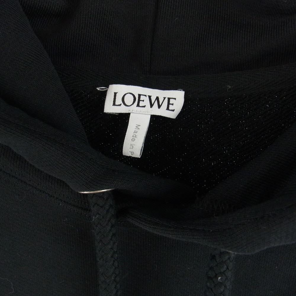 LOEWE ロエベ H526Y25X15 革 パッチ ロゴ プルオーバー パーカー ブラック系 L【美品】【中古】