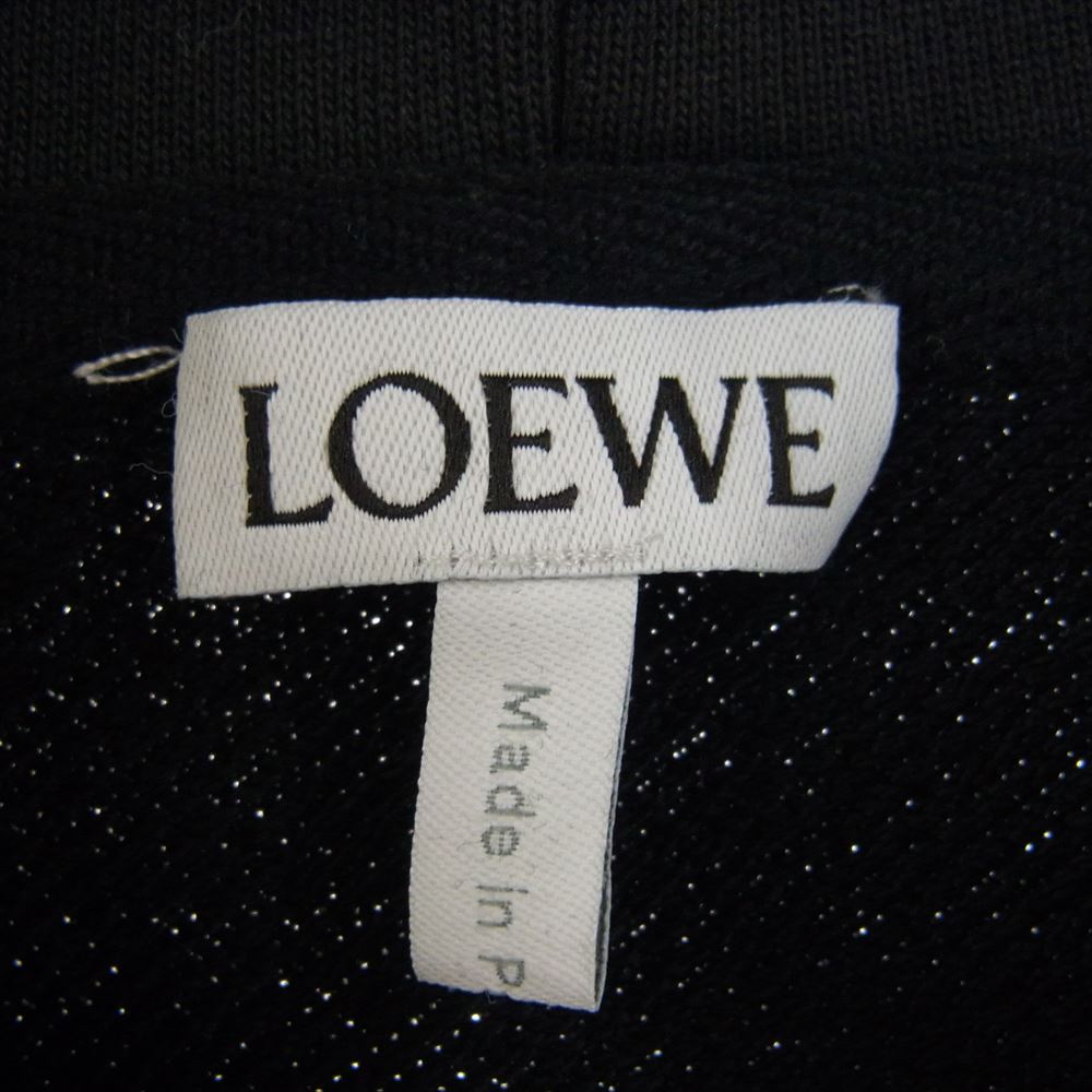 LOEWE ロエベ H526Y25X15 革 パッチ ロゴ プルオーバー パーカー ブラック系 L【美品】【中古】
