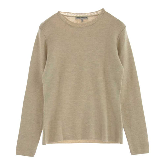Emporio Armani エンポリオ・アルマーニ 襟デザイン ウール ニット クルーネック セーター ベージュ系 40【中古】