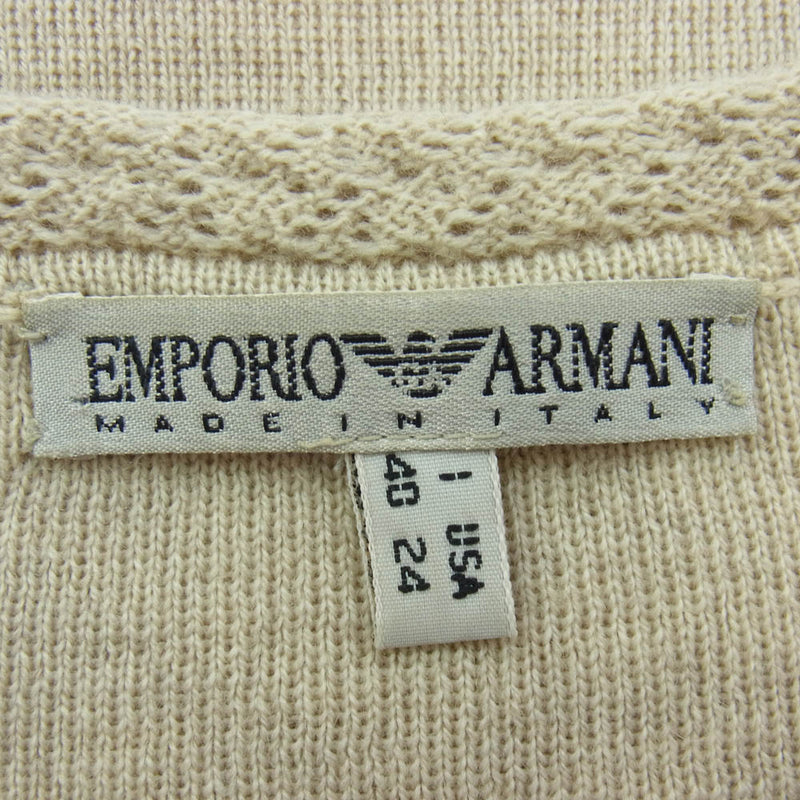 Emporio Armani エンポリオ・アルマーニ 襟デザイン ウール ニット クルーネック セーター ベージュ系 40【中古】