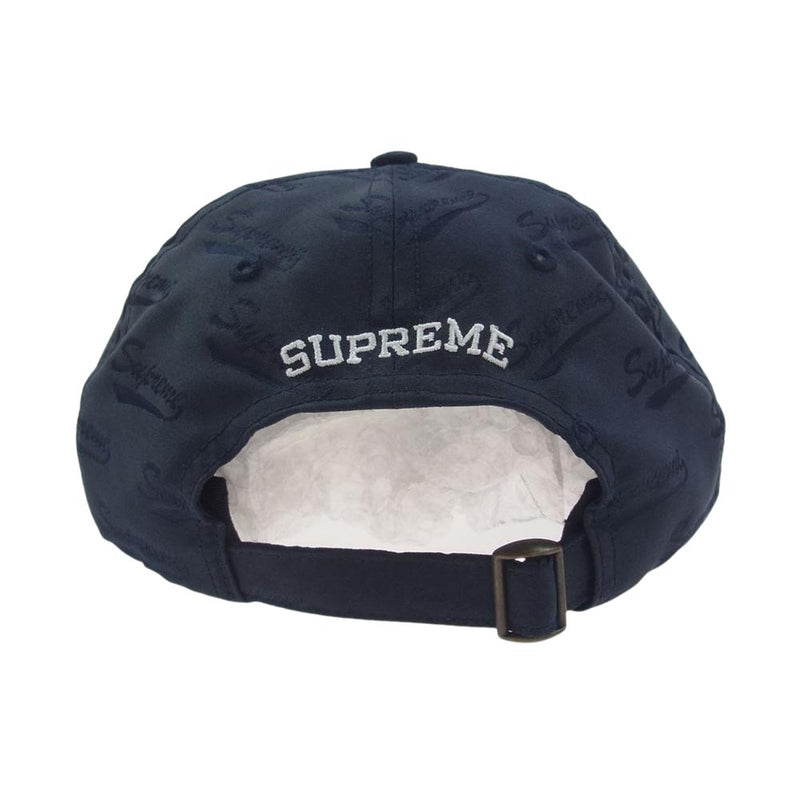 Supreme シュプリーム 19SS Jacquard Script 6-Panel ジャカード スクリプト 6パネル ロゴ刺繍 キャップ ネイビー系【極上美品】【中古】