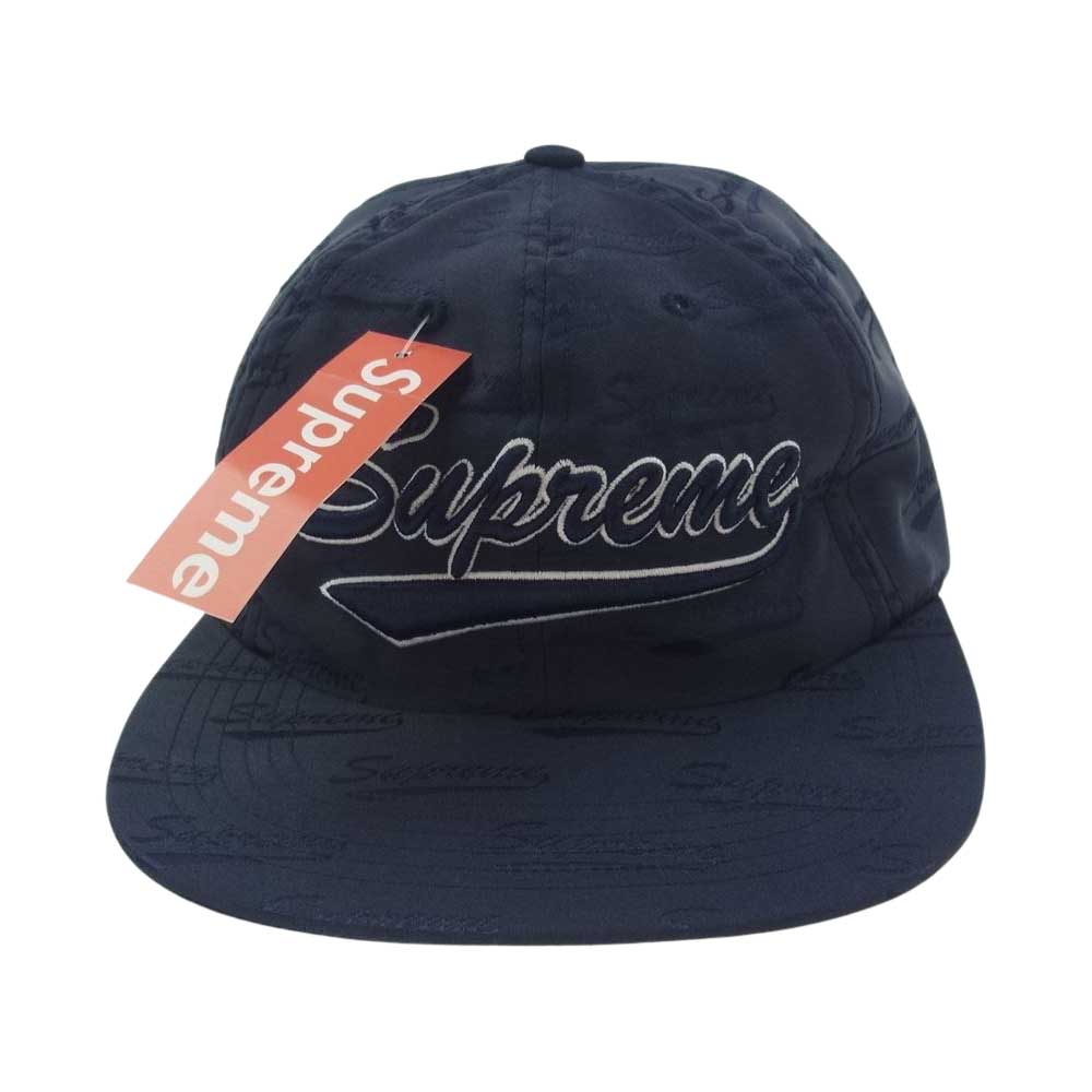 Supreme シュプリーム 19SS Jacquard Script 6-Panel ジャカード スクリプト 6パネル ロゴ刺繍 キャップ ネイビー系【極上美品】【中古】