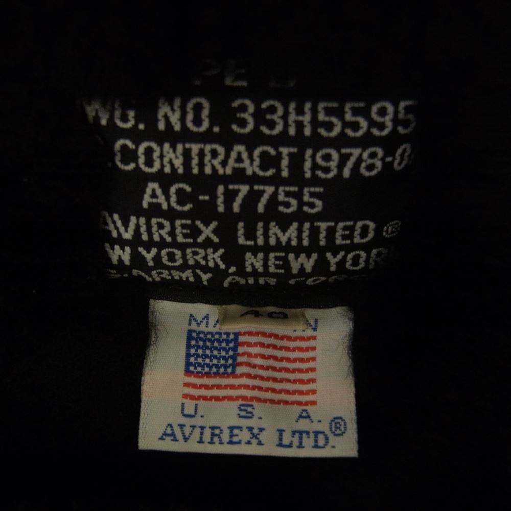 AVIREX アヴィレックス 33H5595 USA製 B-3 ファー フード付き ムートン ジャケット レザー フライトジャケット 40【中古】