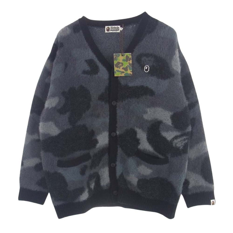 A BATHING APE アベイシングエイプ 1K80120006 COLOR CAMO CARDIGAN グレー カラーカモ フェザーヤーン カーディガン ブラック系 グレー系 M【新古品】【未使用】【中古】