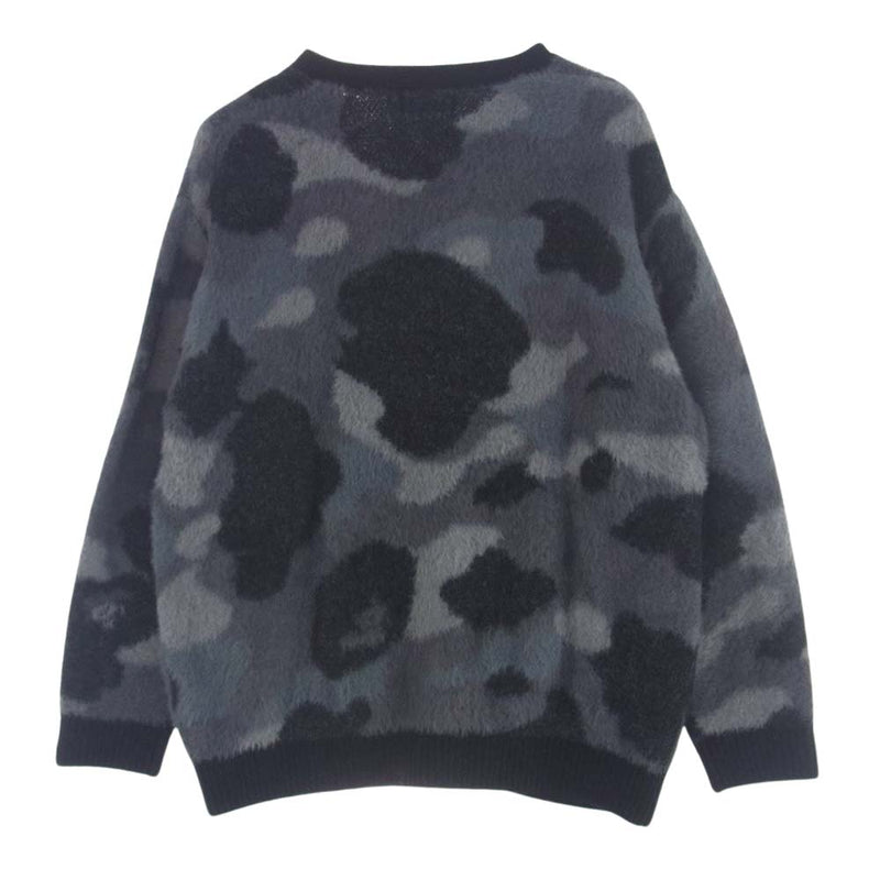 A BATHING APE アベイシングエイプ 1K80120006 COLOR CAMO CARDIGAN グレー カラーカモ フェザーヤーン カーディガン ブラック系 グレー系 M【新古品】【未使用】【中古】