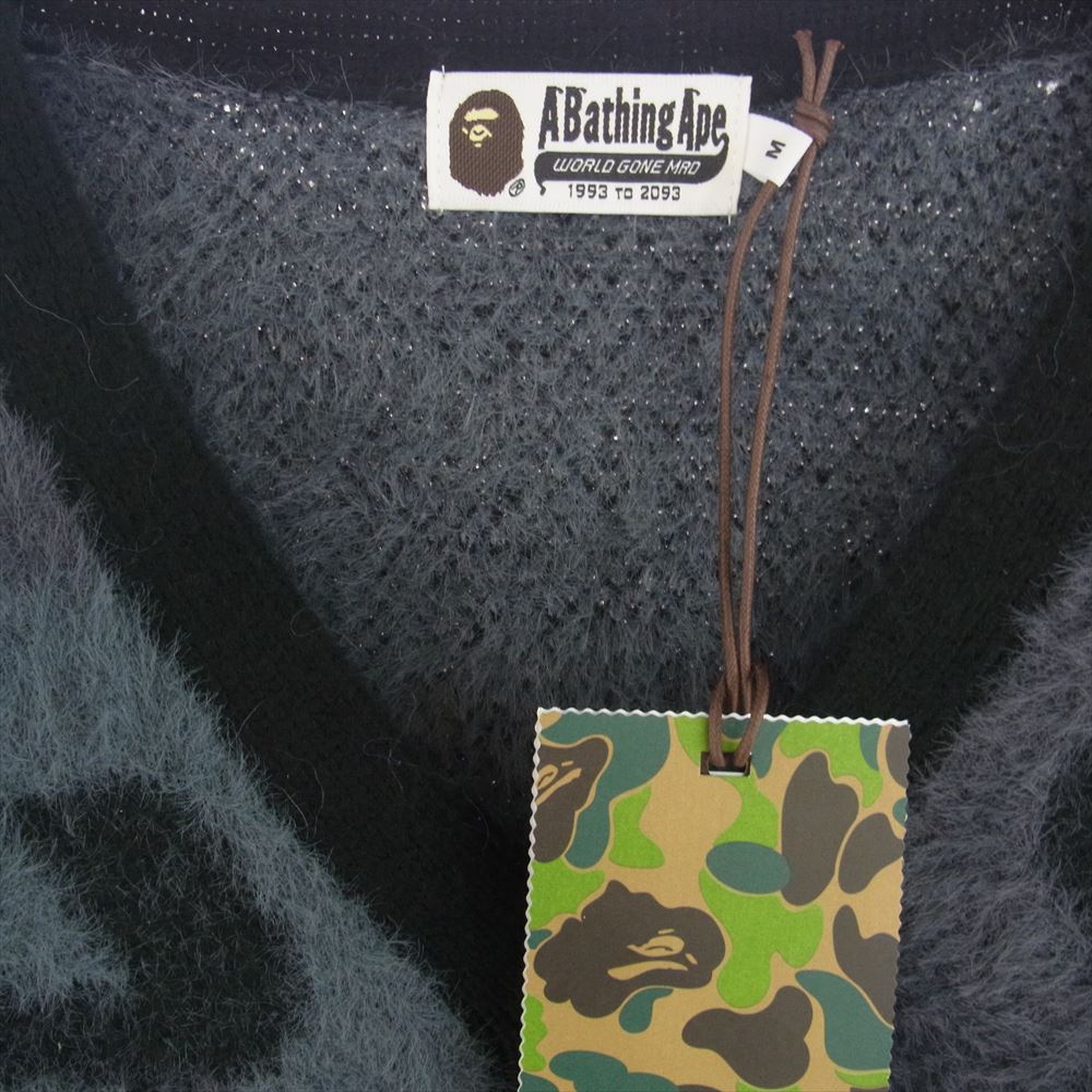 A BATHING APE アベイシングエイプ 1K80120006 COLOR CAMO CARDIGAN グレー カラーカモ フェザーヤーン カーディガン ブラック系 グレー系 M【新古品】【未使用】【中古】