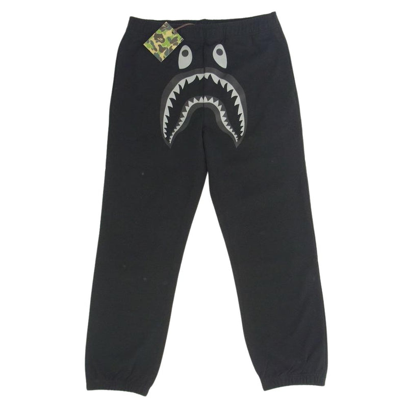 A BATHING APE アベイシングエイプ SHARK SWEAT PANTS シャーク スウェット パンツ ブラック系 L【新古品】【未使用】【中古】