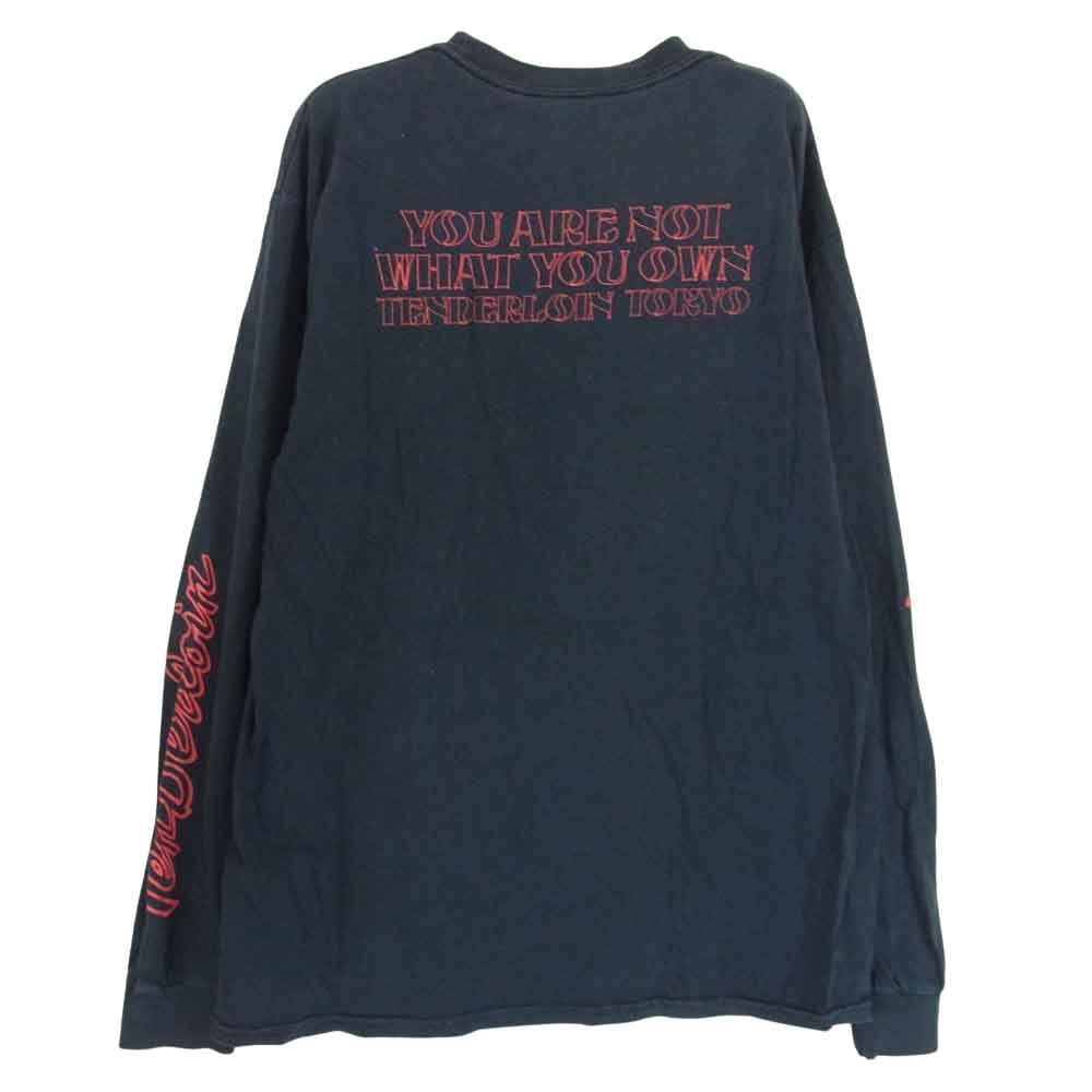 TENDERLOIN テンダーロイン スカルプリント アームロゴ ロングスリーブ Tシャツ ロンT ブラック系 M【中古】