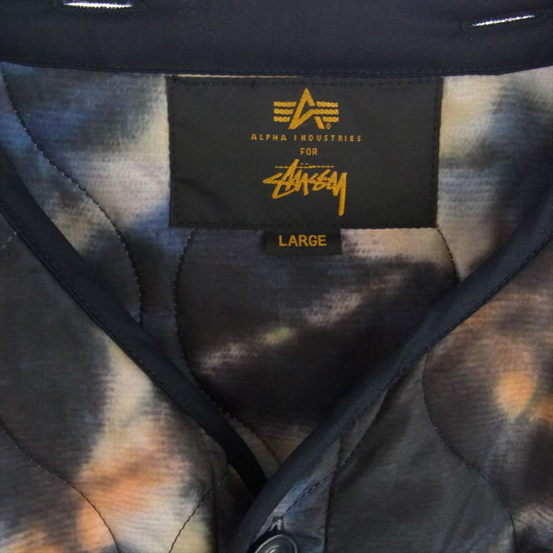 STUSSY ステューシー × ALPHA アルファ タイダイ 総柄 キルティング ジャケット マルチカラー系 L【中古】