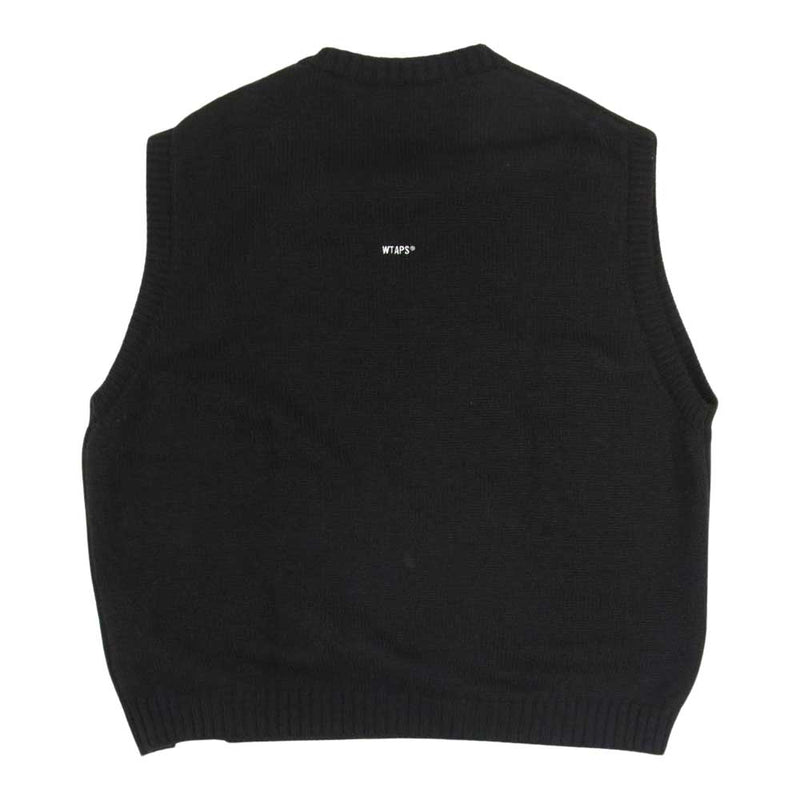 WTAPS ダブルタップス 23AW 232MADT-KNM01 DITCH VEST ACRYLIC. SIGN アクリル ニット ベスト ブラック系 04 【中古】