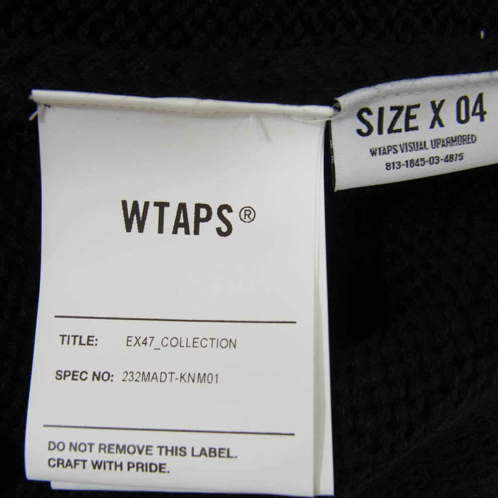 WTAPS ダブルタップス 23AW 232MADT-KNM01 DITCH VEST ACRYLIC. SIGN アクリル ニット ベスト ブラック系 04 【中古】