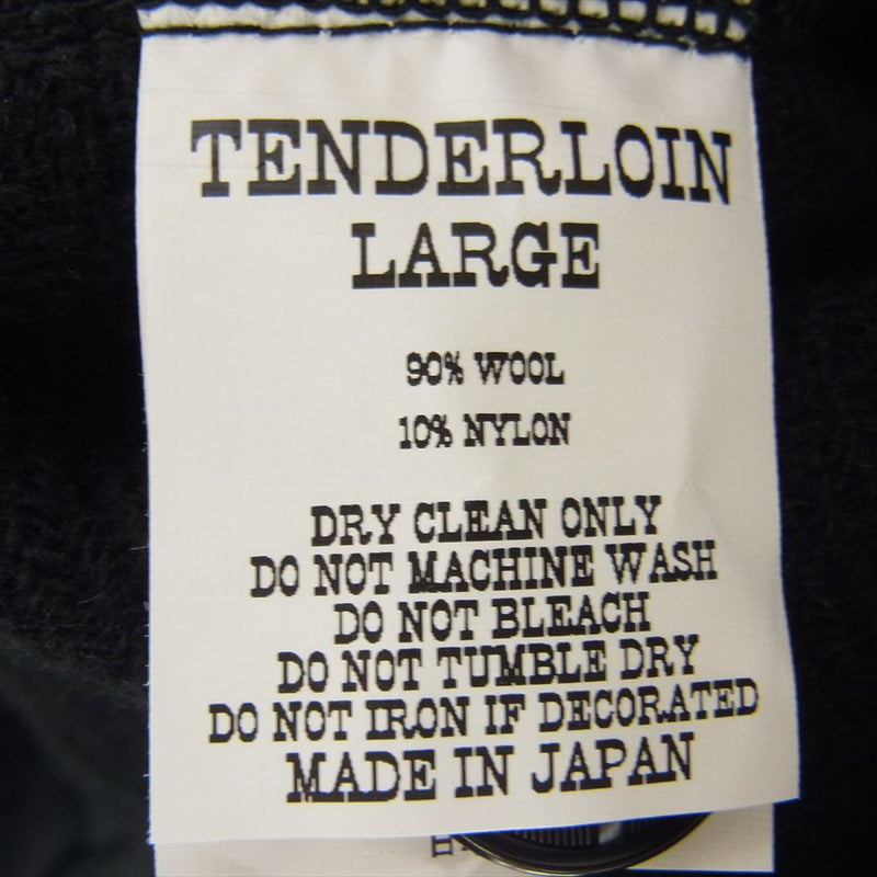 TENDERLOIN テンダーロイン MELTON COAT 刺繍ロゴ ウール メルトン コート ブラック系 L【極上美品】【中古】