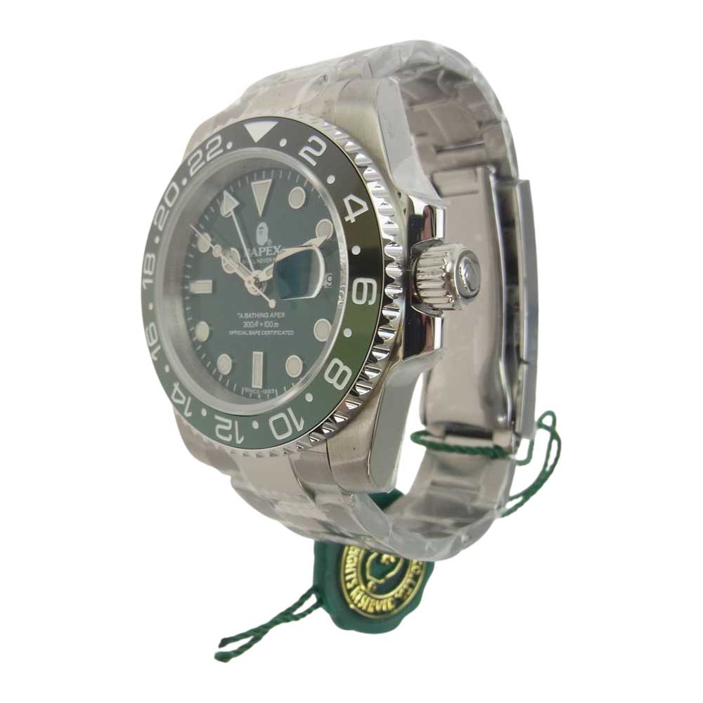 A BATHING APE アベイシングエイプ 23AW TYPE 2 BAPEX M クォーツ 防水性能 腕時計 シルバー系 グリーン系【新古品】【未使用】【中古】