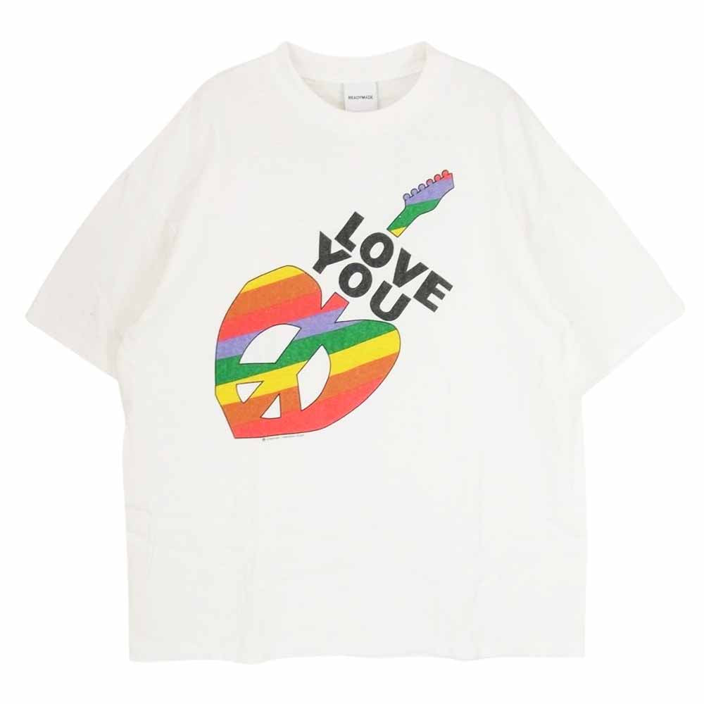 READY MADE レディメイド SS T-SHIRT PEACE ピース エイジング加工 Tシャツ ホワイト系 XL【中古】