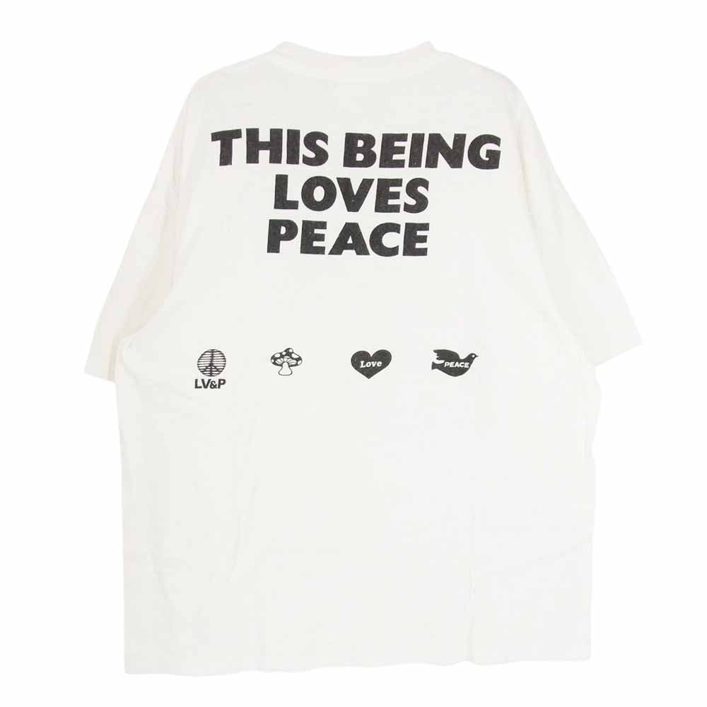 READY MADE レディメイド SS T-SHIRT PEACE ピース エイジング加工 Tシャツ ホワイト系 XL【中古】