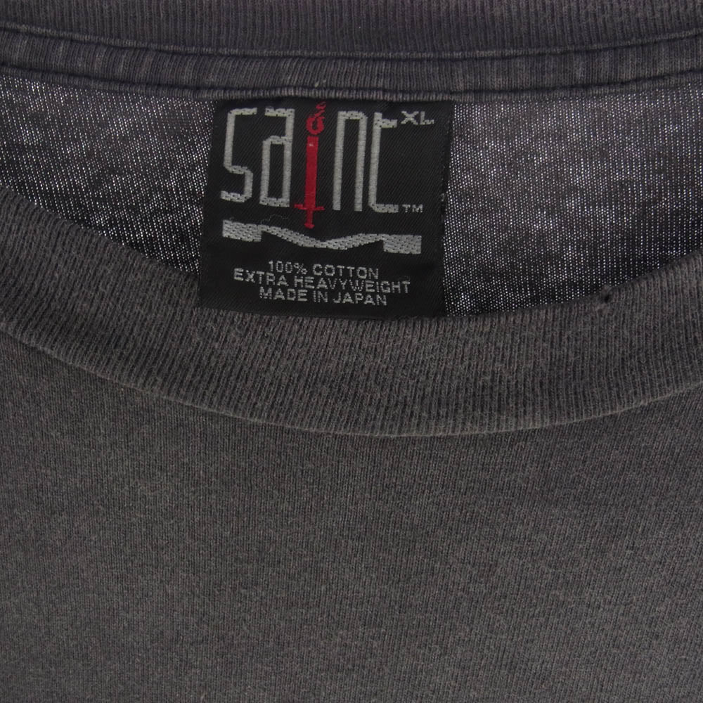 SAINT MICHAEL セントマイケル 24SS Coloful Saint SS Tee エイジング加工 ロゴプリント Tシャツ グレー系 XL【中古】