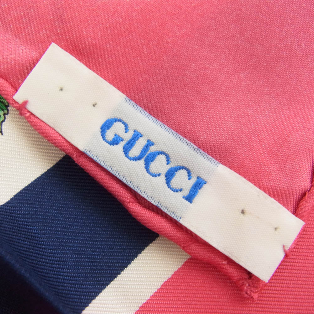 GUCCI グッチ シルク100% フラワー フローラル 花柄 スカーフ ピンク ピンク系【中古】