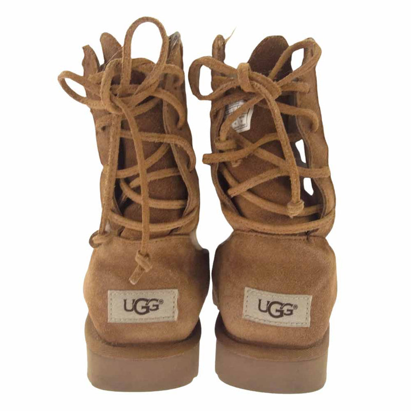 UGG アグ CLASSIC SHORT PATCHWORK FLUFF クラシック ショート パッチワーク フラッフ ブーツ ブラウン系 23cm【中古】