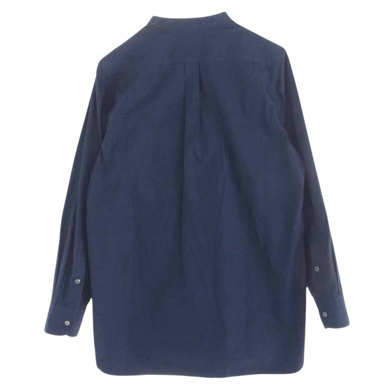 STUDIO NICHOLSON スタジオニコルソン SNM-021 Navy Cortina Shirt バンドカラー 長袖 シャツ インディゴブルー系 M【中古】