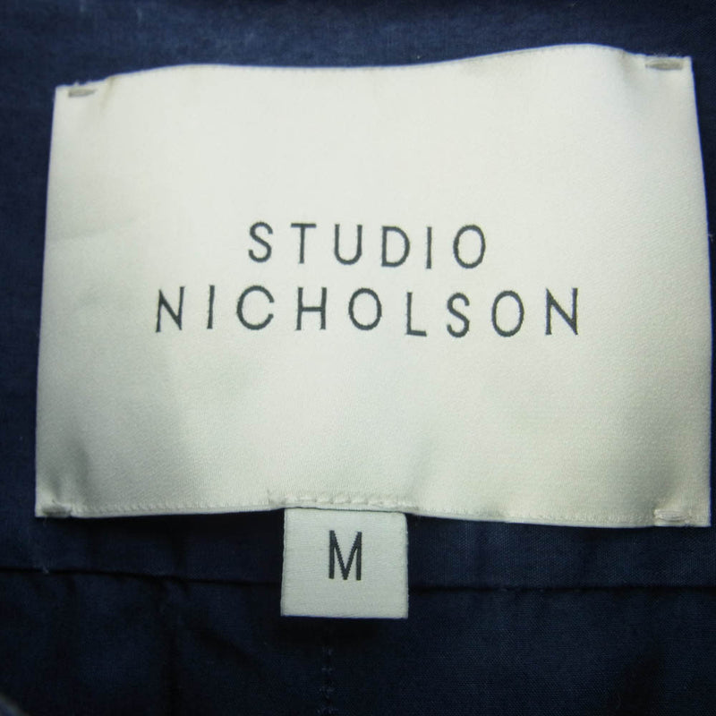 STUDIO NICHOLSON スタジオニコルソン SNM-021 Navy Cortina Shirt バンドカラー 長袖 シャツ インディゴブルー系 M【中古】