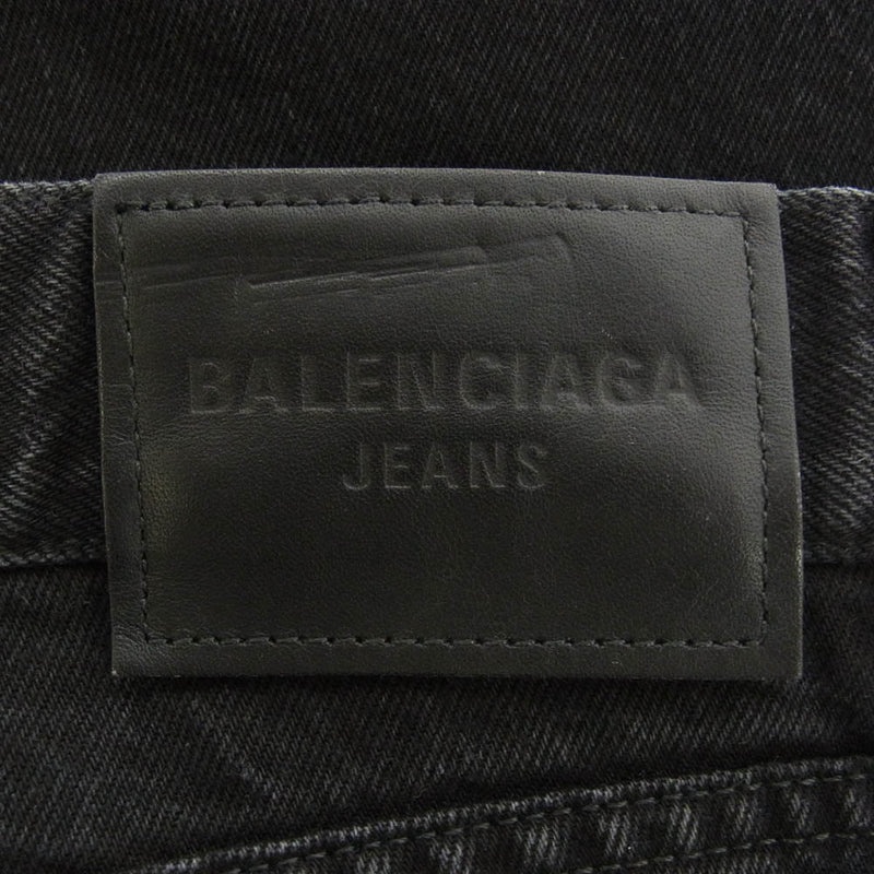 BALENCIAGA バレンシアガ 22AW 659999 TBP47 DAMEGED STRAIGHT JEANS ダメージ加工 ワイドストレート ブラックデニムパンツ ブラック系 XS【中古】