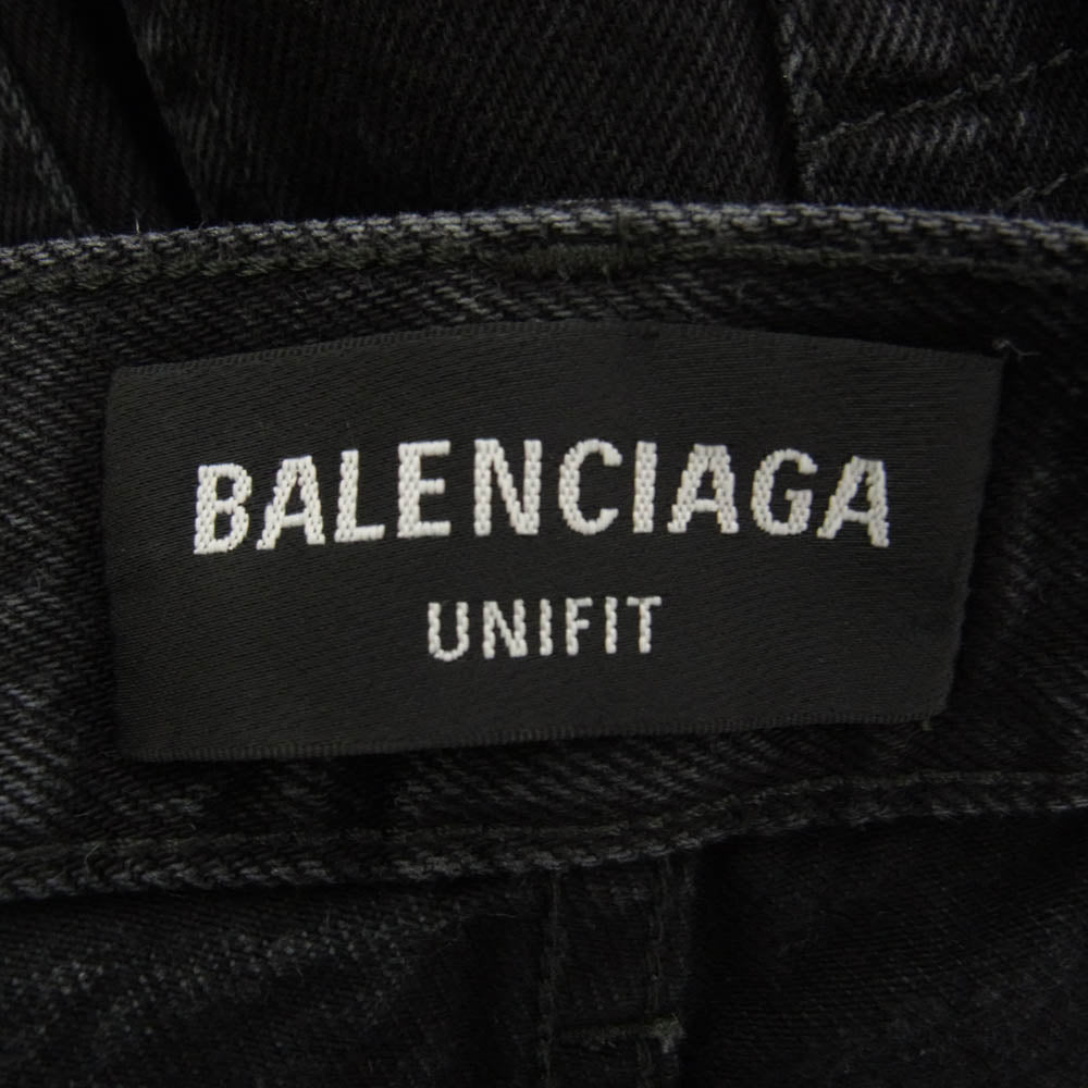 BALENCIAGA バレンシアガ 22AW 659999 TBP47 DAMEGED STRAIGHT JEANS ダメージ加工 ワイドストレート ブラックデニムパンツ ブラック系 XS【中古】