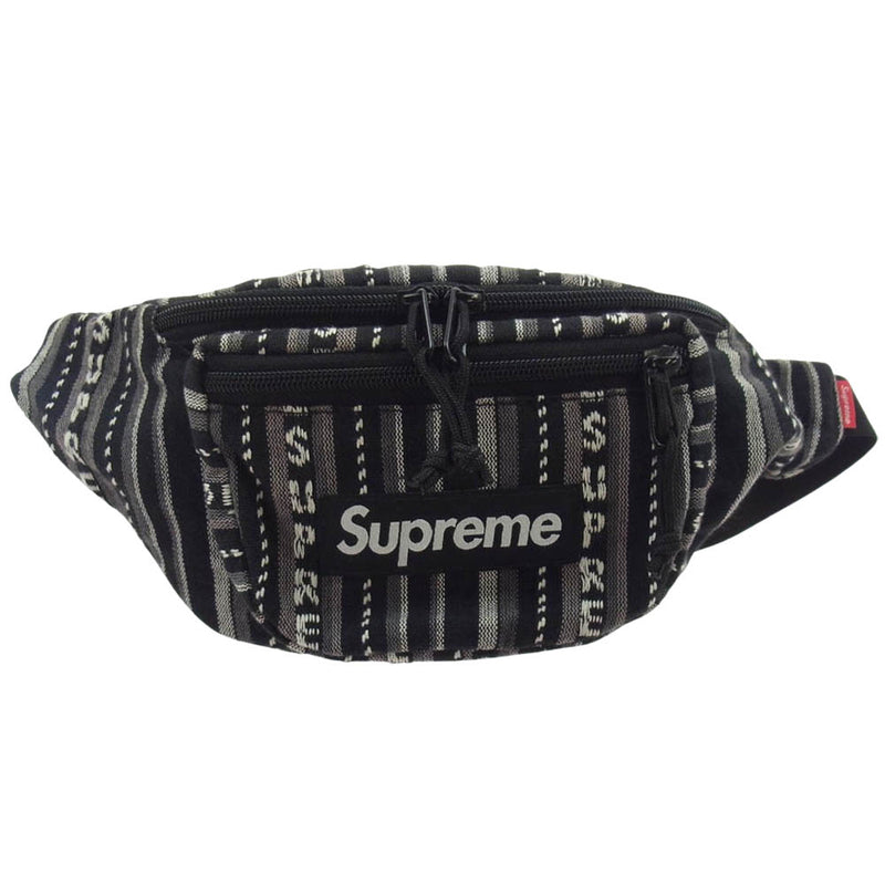 Supreme シュプリーム 20SS Woven Stripe Waist Bag ウーブン ストライプ ウエストバッグ ボディバッグ ブラック系【中古】